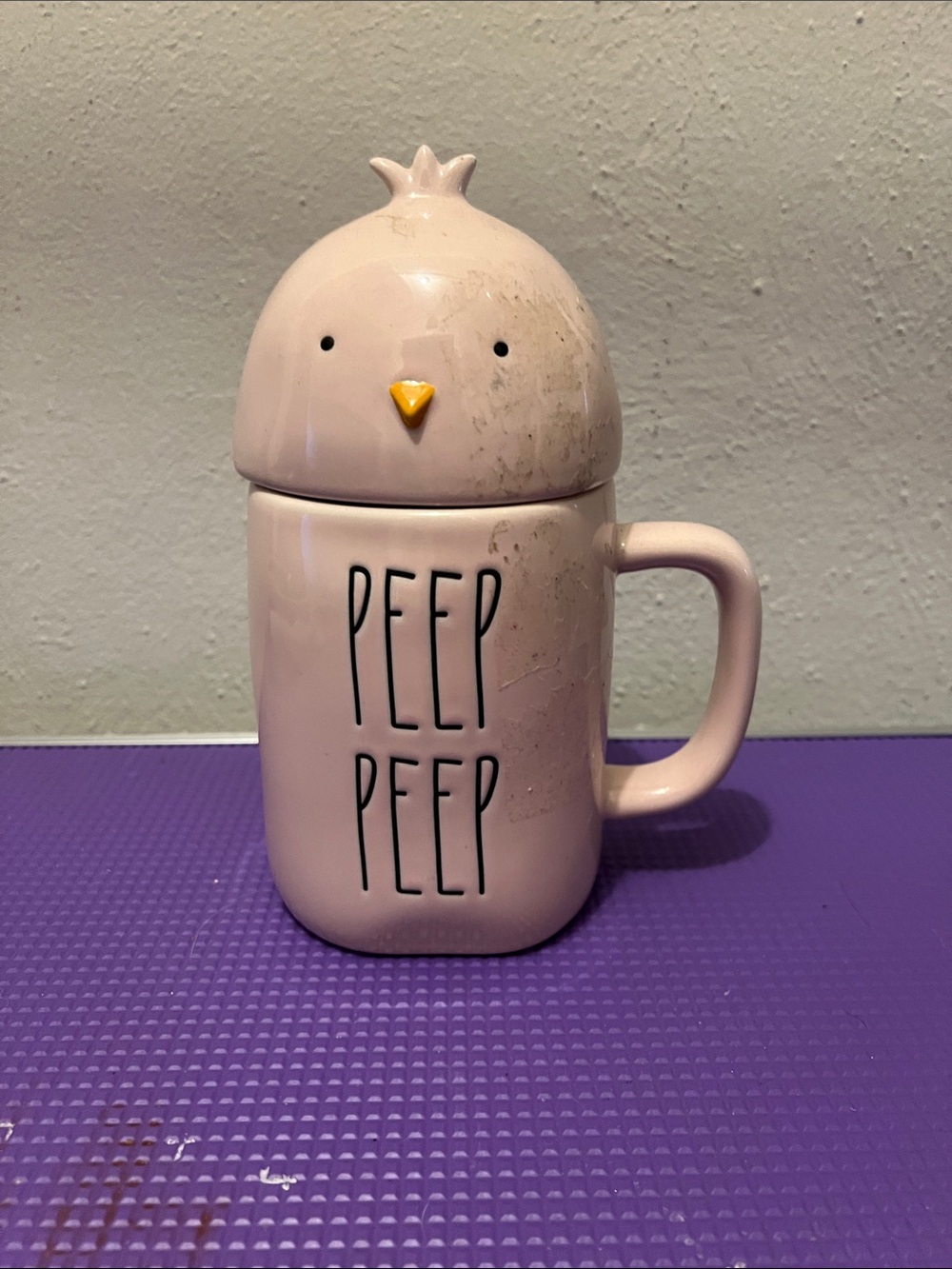 Pink 'Peep Peep' Chick Ceramic Mug with Lid